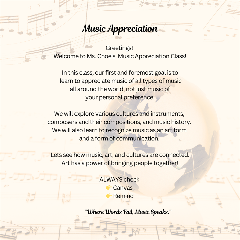 Music Appreciation Class Description